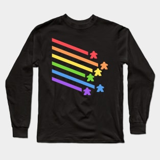 Rainbow Meeples Board Games Addict Long Sleeve T-Shirt